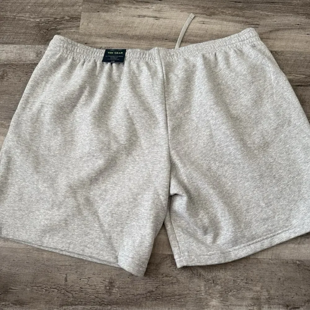 Tek Gear Ultrasoft Fleece Shorts Mens 4XB Big Tall Gray Pull-On Elastic NEW